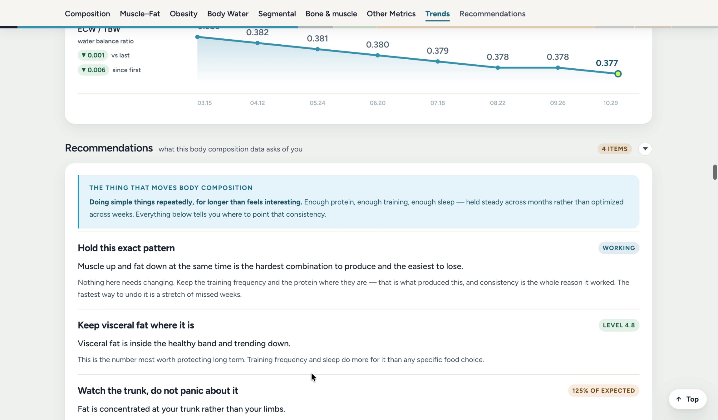 A recommendations page from the proof3 assessment report