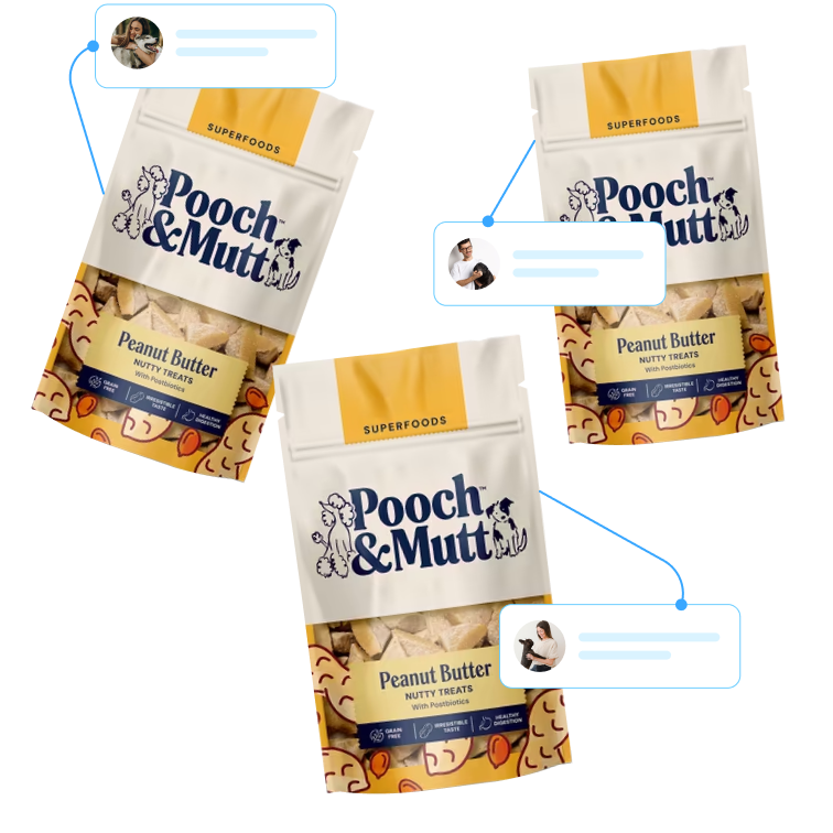 Pet parent opening pet food sample pack