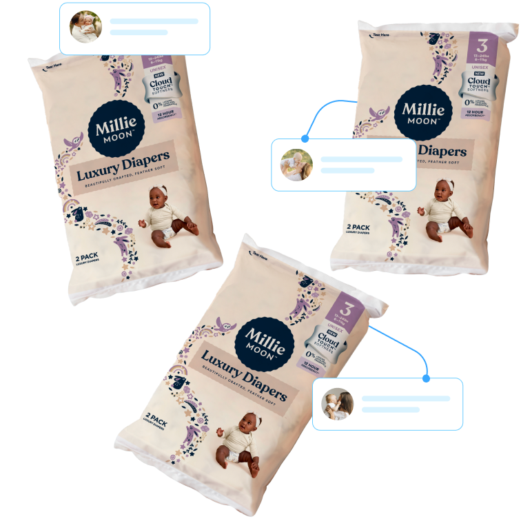 Parent opening babycare sample delivery pack