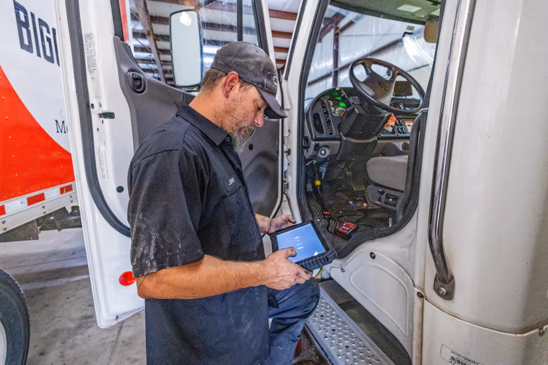 Diesel mechanic services performing DOT Inspection Services on a semi truck in Oklahoma City, OK