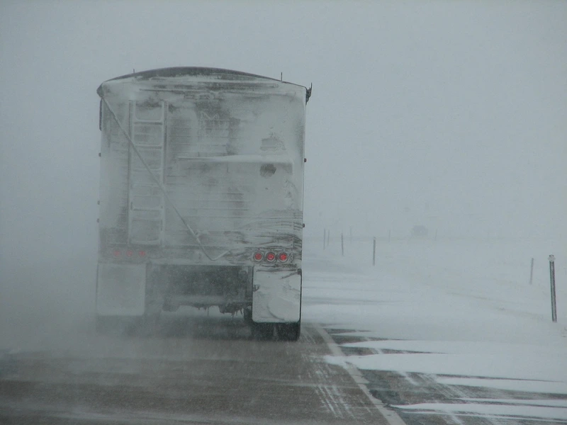 Truck on snowy road
