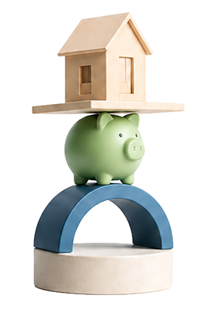3D illustration of home, savings and financial security representing Growthfront wealth management