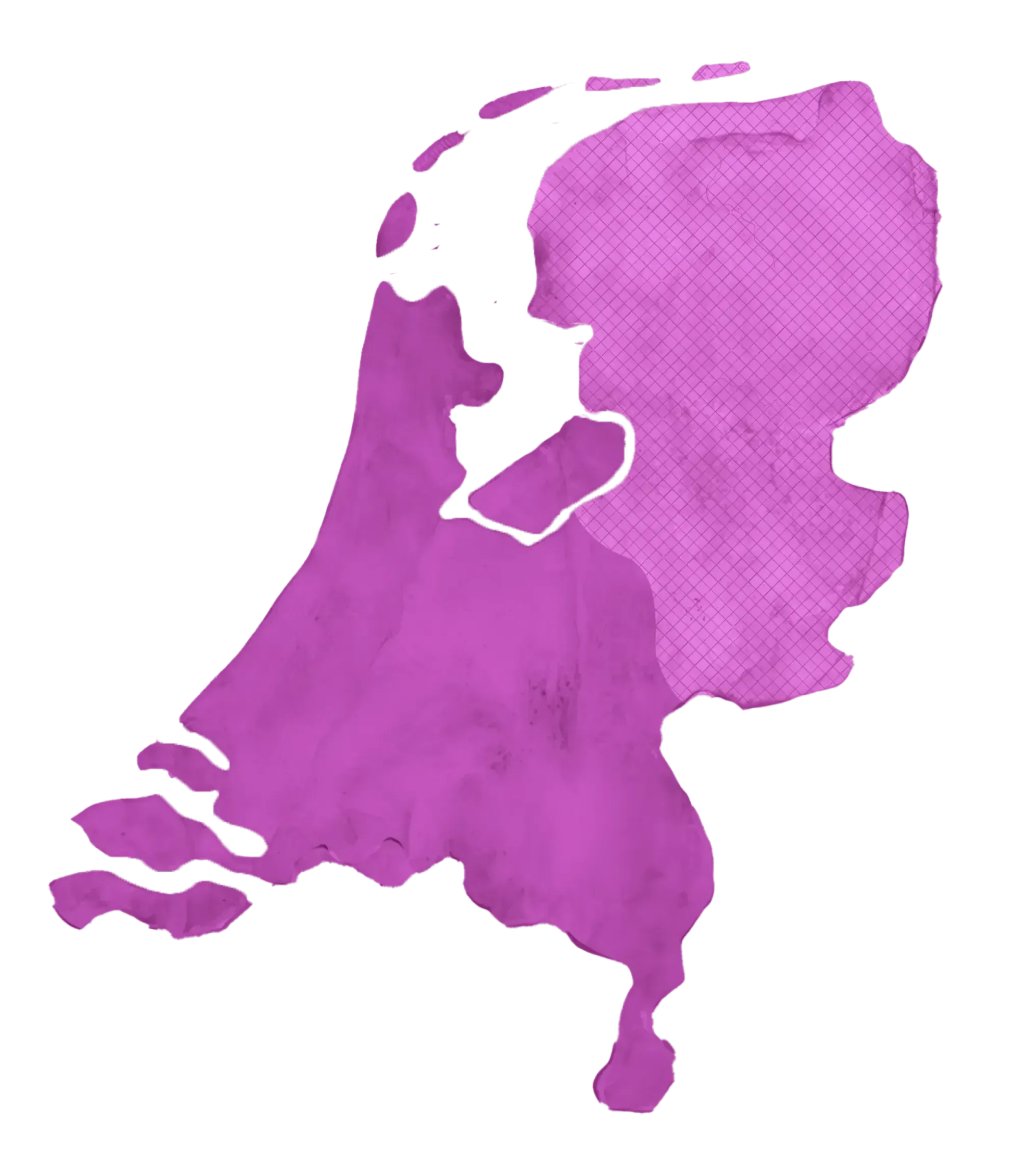 Nederland kaart met noord-oosten uitgelicht met plaatsen en Vegter fabriek