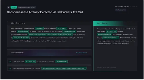 Dropzone's dashboard with Ai Agent.
