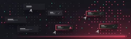 A red and green checkered pattern with a red triangle.