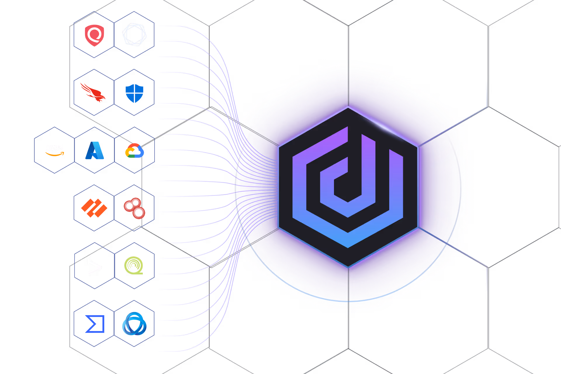 A purple and blue logo with a purple background.