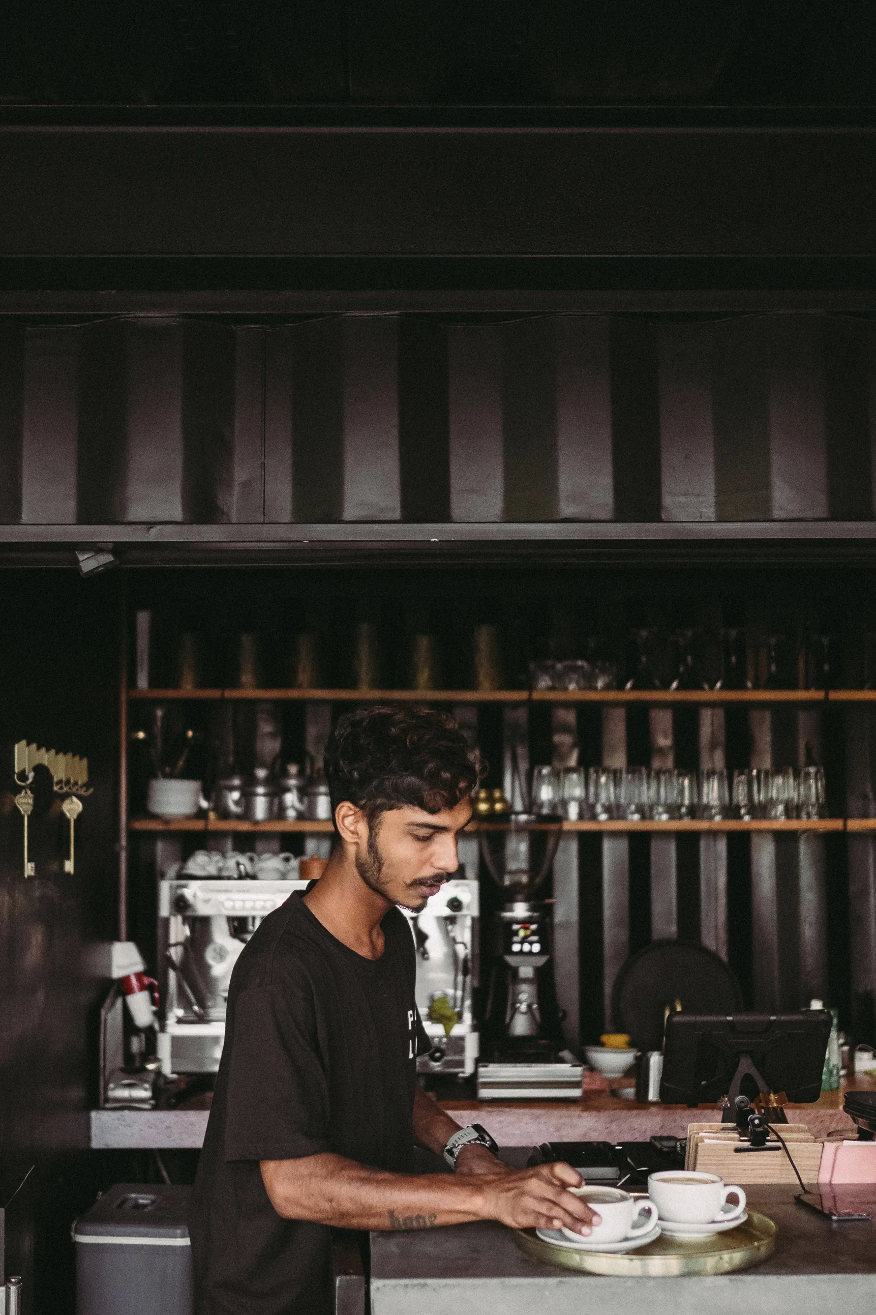 Making coffee at the PALM bar
