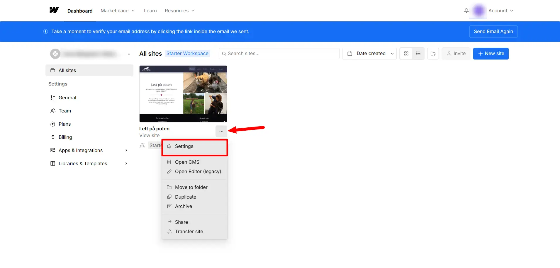 Bilde av Dashboard i Webflow