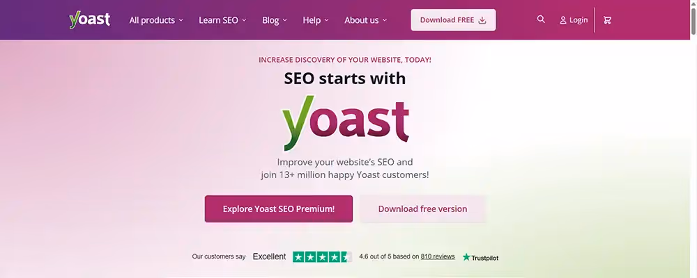 Bilde av en side fra Wordpress utvidelsenYoast med Yoast logoen synlig