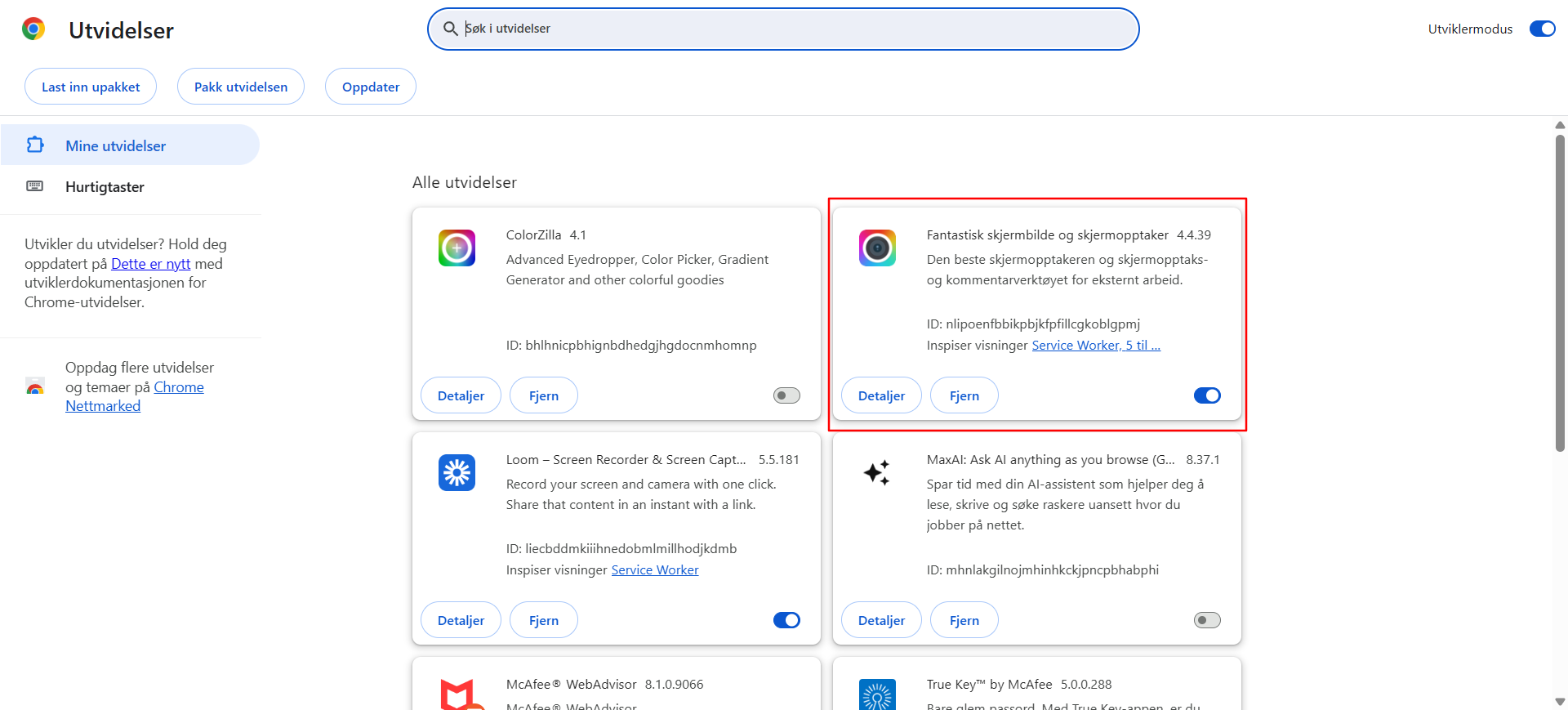 Bildet viser utvidelsen Awsome Screenshot for Chrome