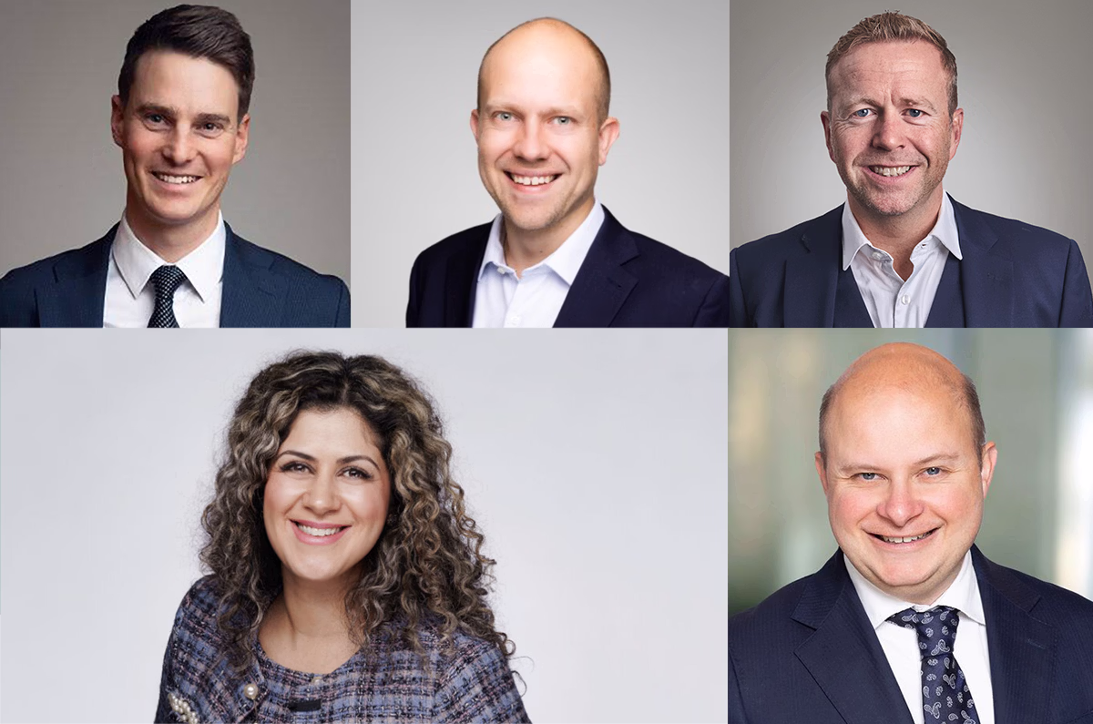 portretter av de fem personene tre over og to under