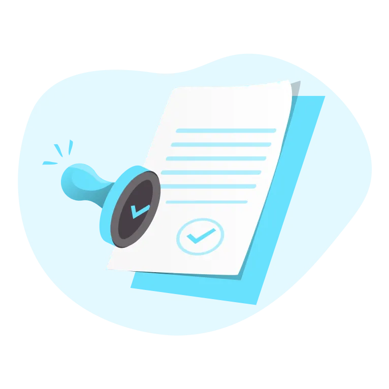 Concept approved with stamps on the paper