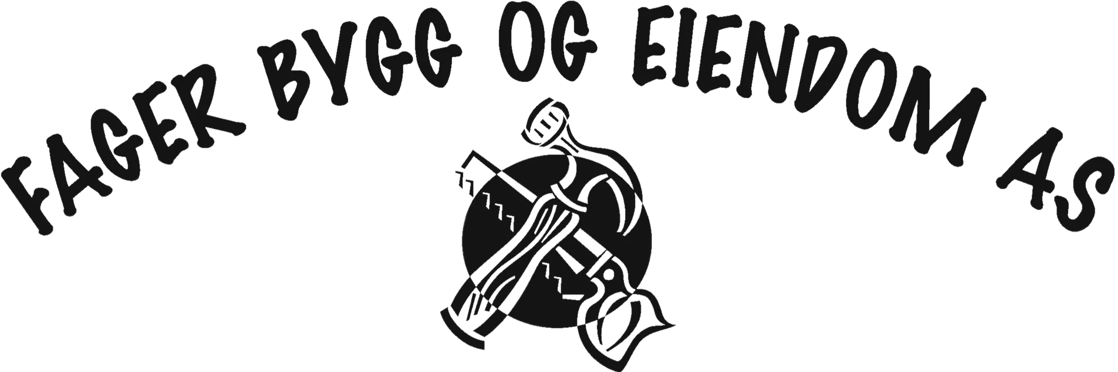 Logoen til Fager Bygg og Eiendom med teksten buet over en sirkel med verktøy.