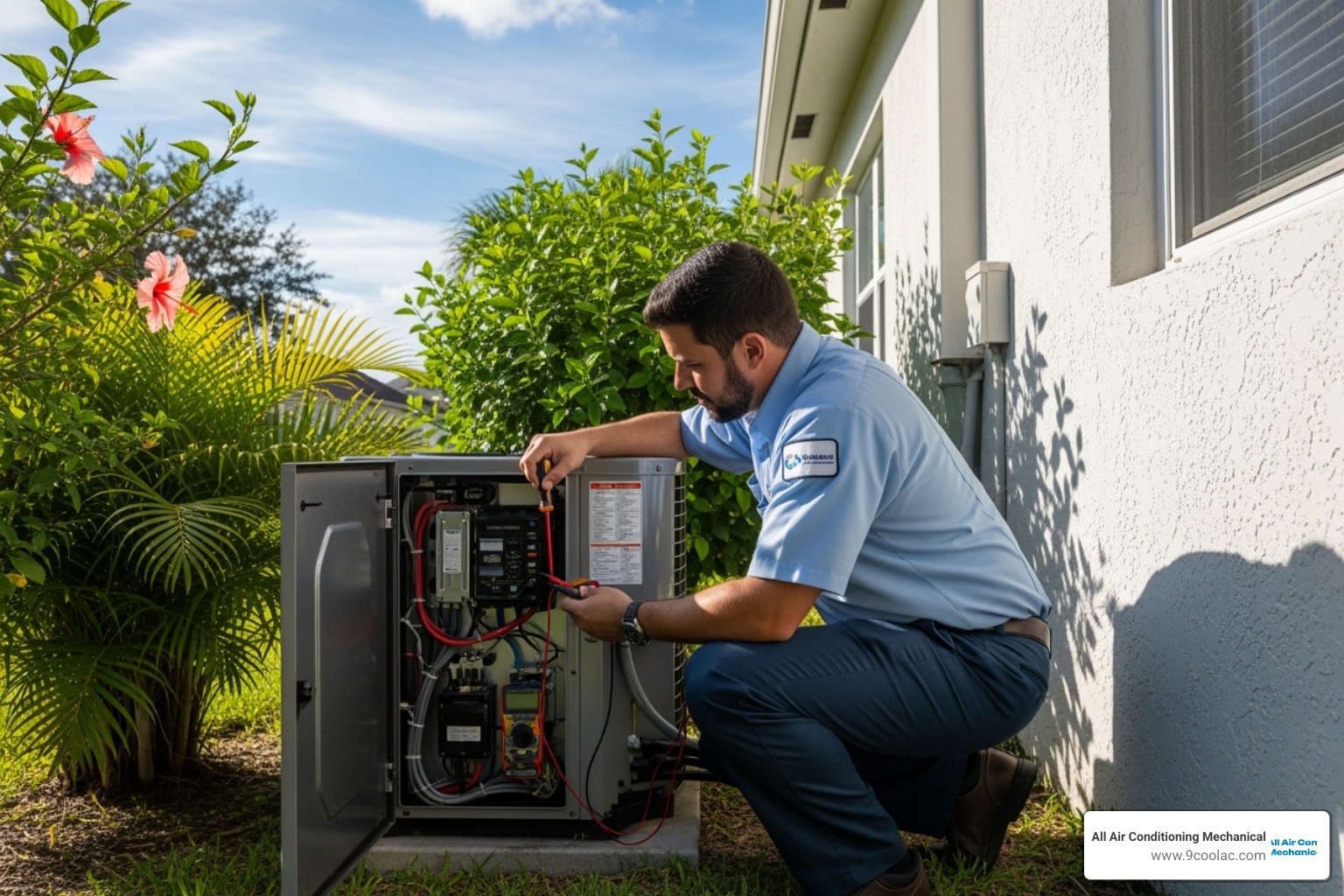AC technician performing maintenance - ac inspection broward
