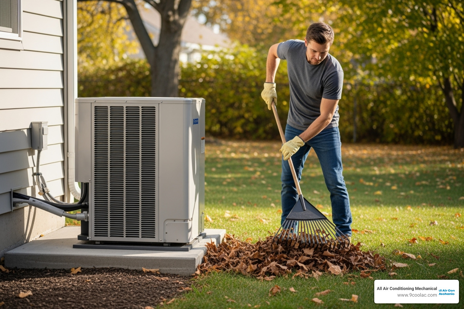homeowner cleaning the area around their outdoor unit - heat pump repair hialeah