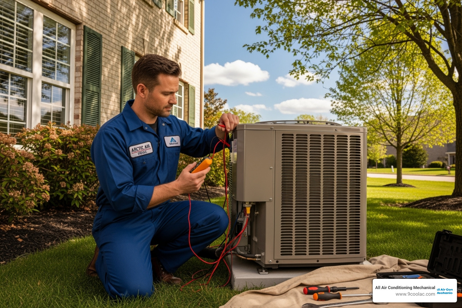 professional technician inspecting an outdoor heat pump unit - heat pump repair hialeah