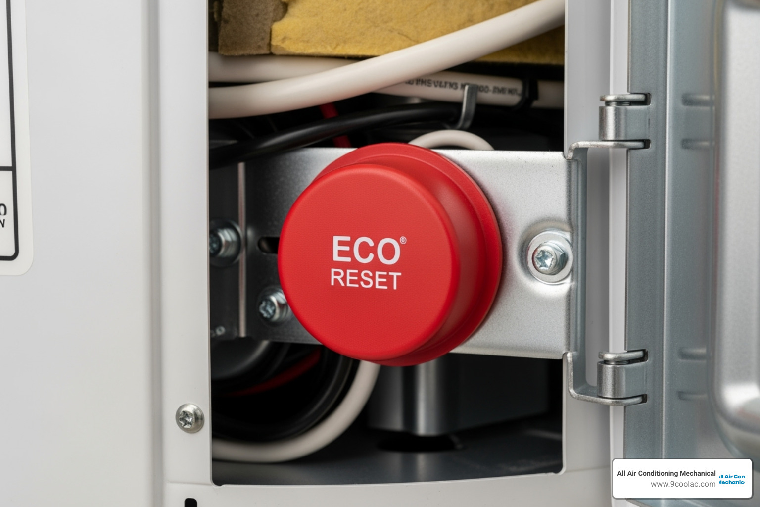 Water heater's red ECO reset button - overheat thermostat reset button