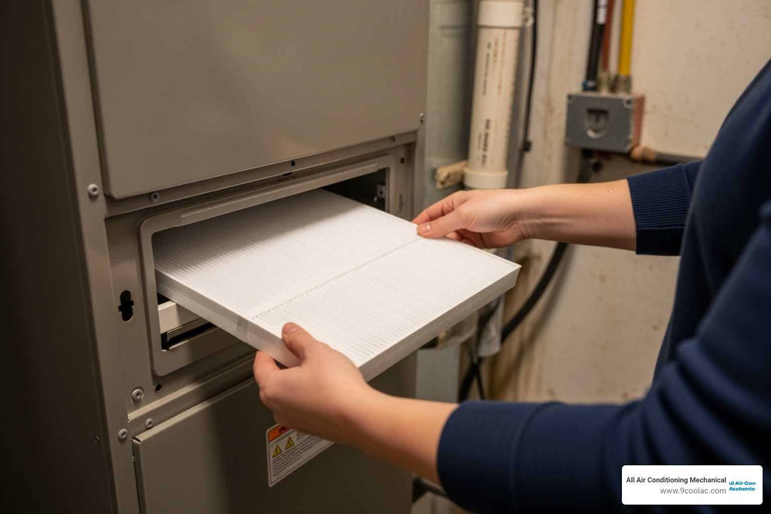 Homeowner changing an AC air filter - ac system maintenance medley Homeowner changing an AC air filter - ac system maintenance medley