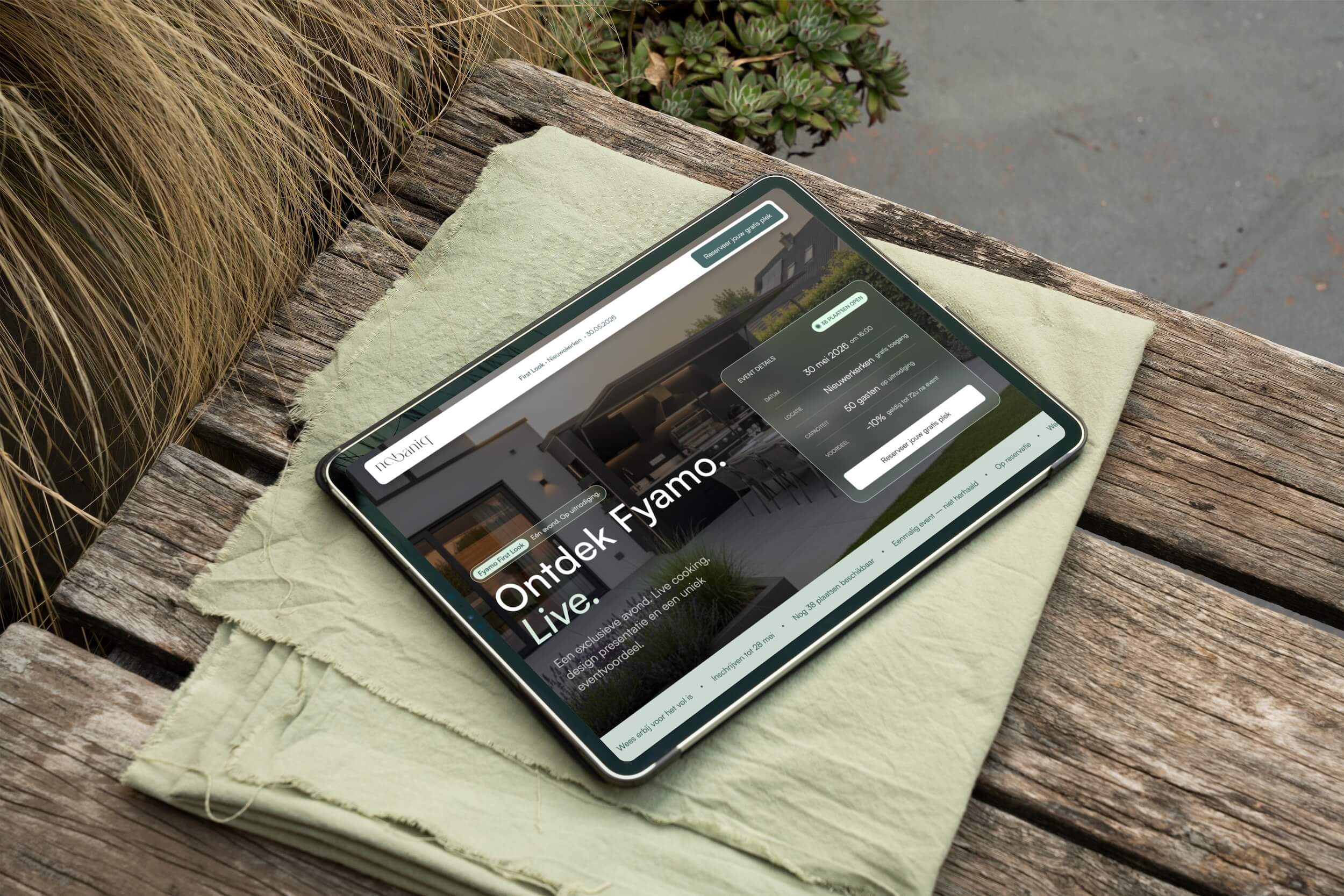 Webflow website design for Nobaniq, Fyamo Live cooking event landing page