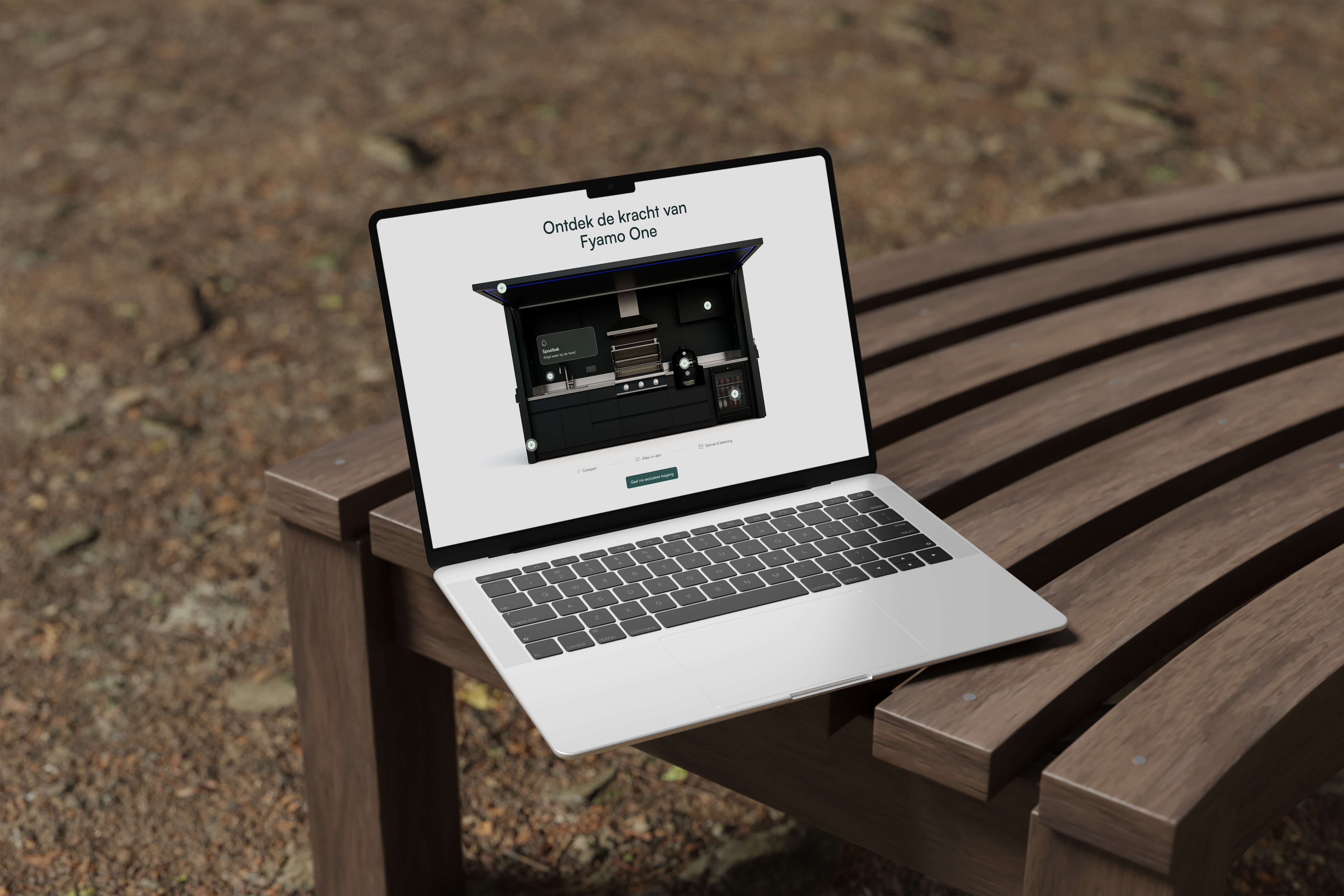 Webflow landing page for Fyamo One, outdoor kitchen