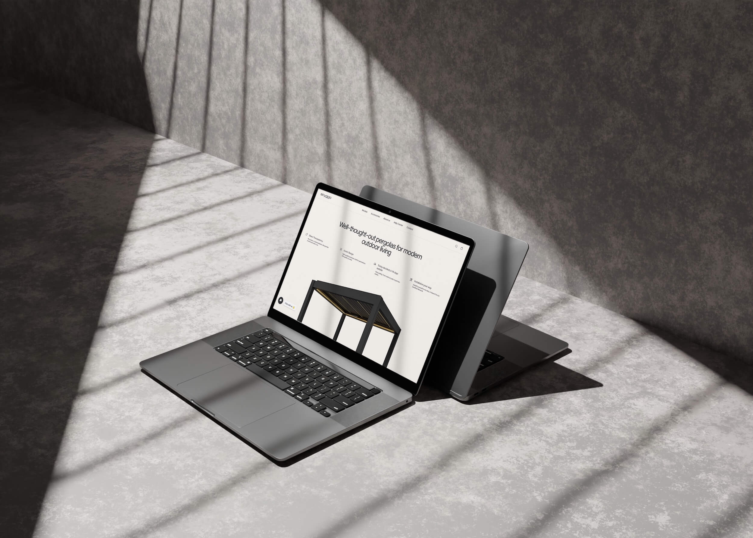 Webflow website design for Skyggo, outdoor pergola brand