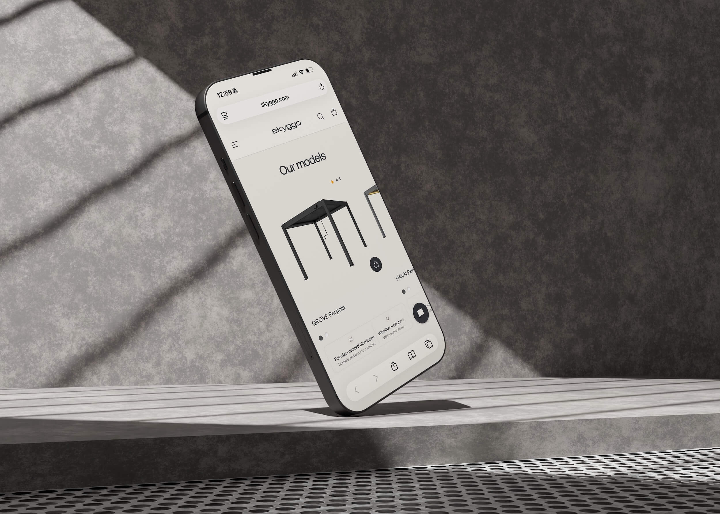 Webflow webshop design for Skyggo, outdoor pergola brand