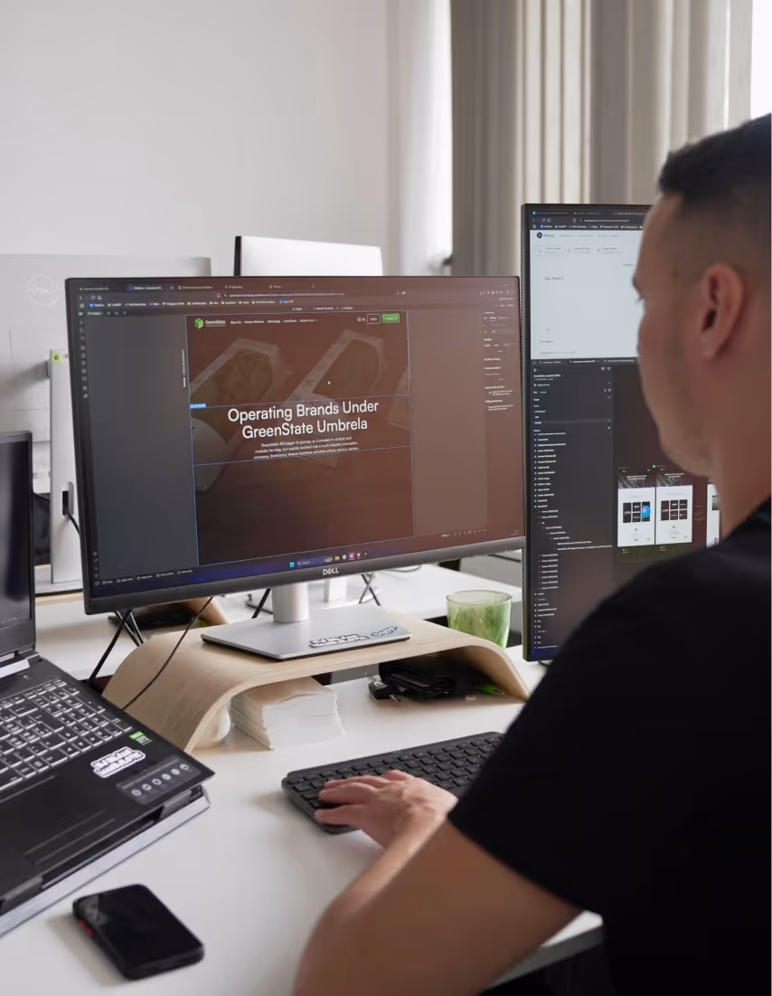 Man working on a webflow project