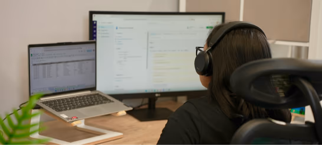 Employee working on a excel tables