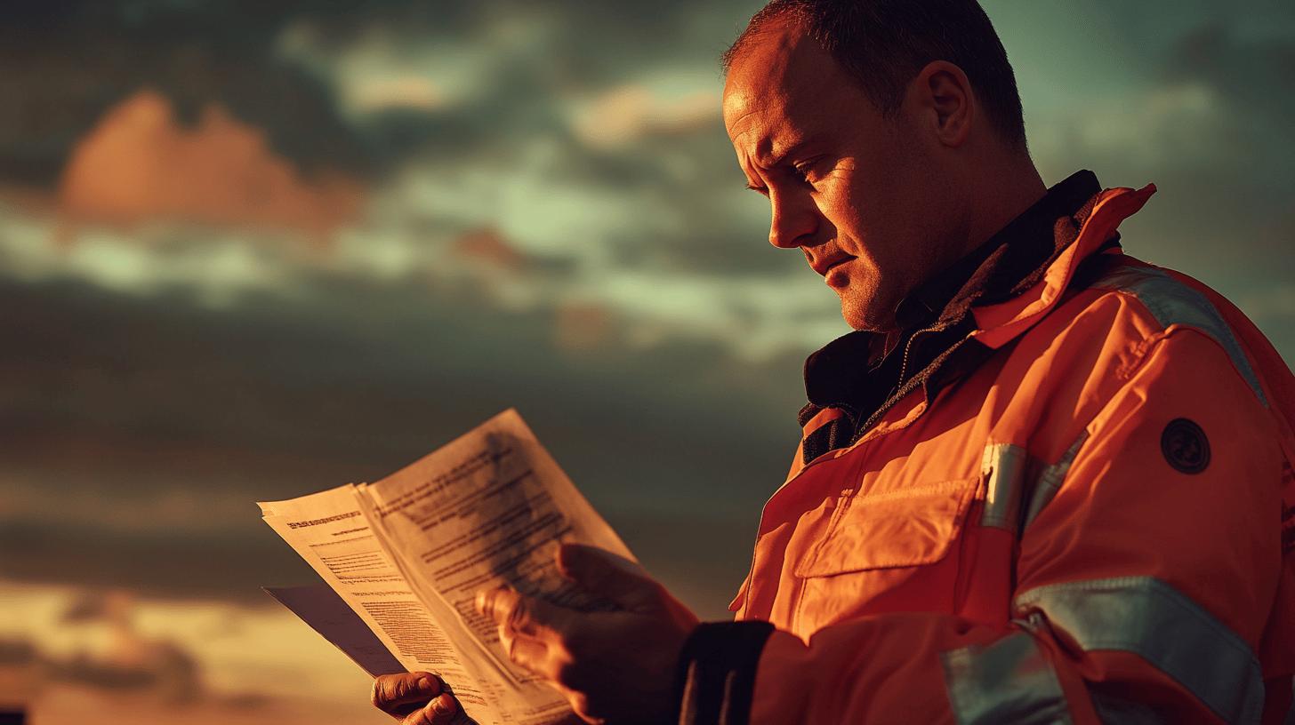 A field worker in safety gear uses a laptop and smartphone with an offshore industrial site in the background, symbolizing digital transformation and efficient workflows in complex environments.