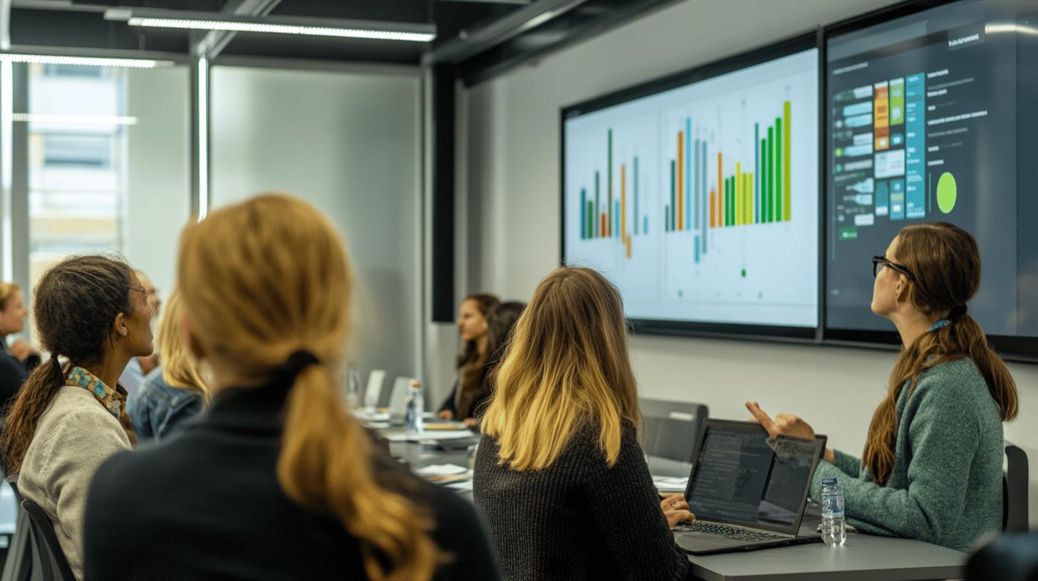 A modern office with professionals collaborating, set against a backdrop of a vibrant city skyline featuring iconic skyscrapers, symbolizing innovation, business growth, and digital transformation.