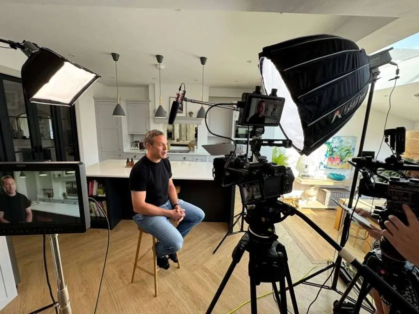 Behind the scenes: a client interview set up at home
