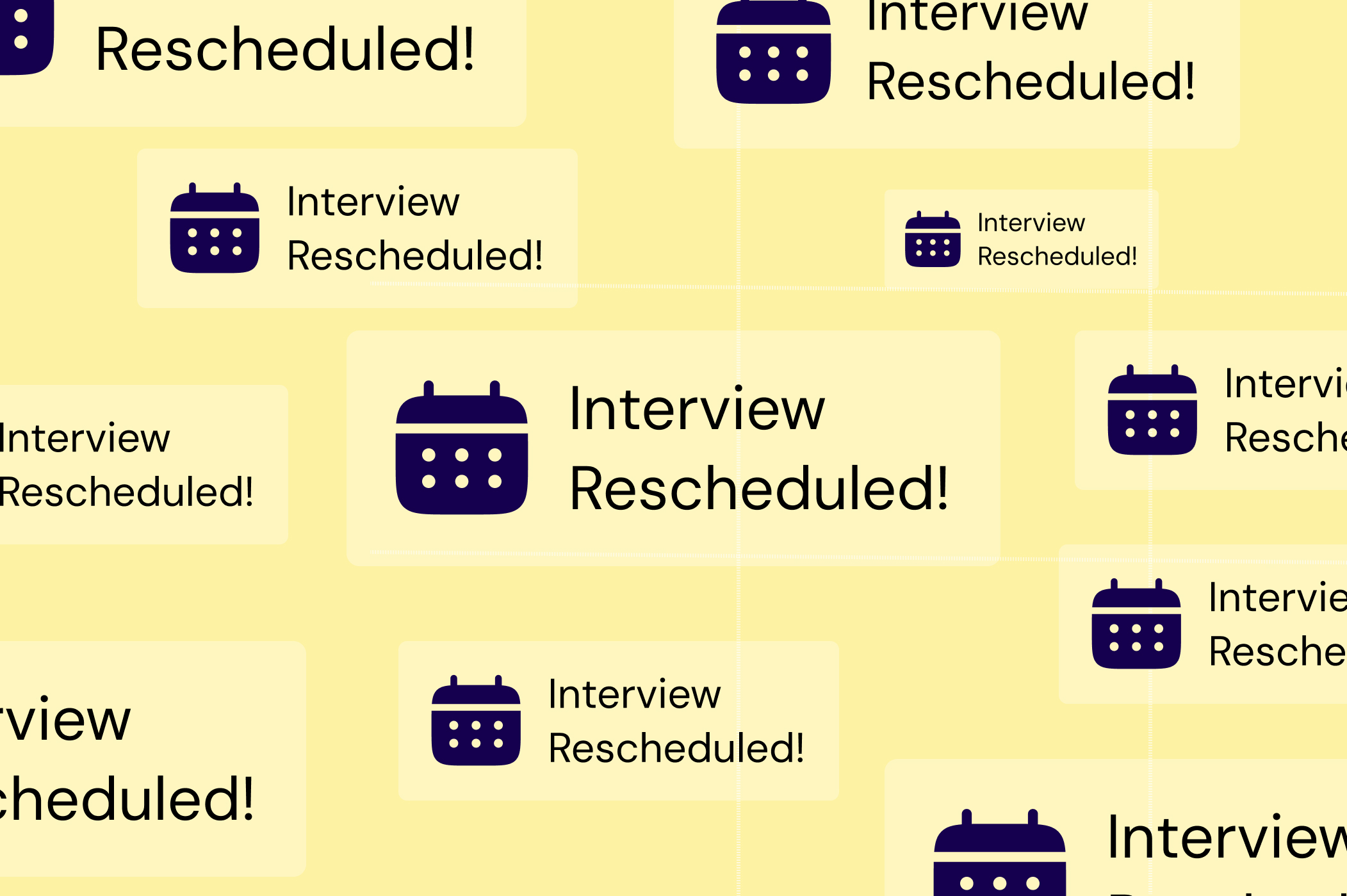 An image depicting two phone notifications telling a recruiter that an interview has been rescheduled. These notifications are followed by bubbles saying, "10 minutes before the interview..." and "no hiring manager available..." Showcasing the problem of last-minute reschedules.