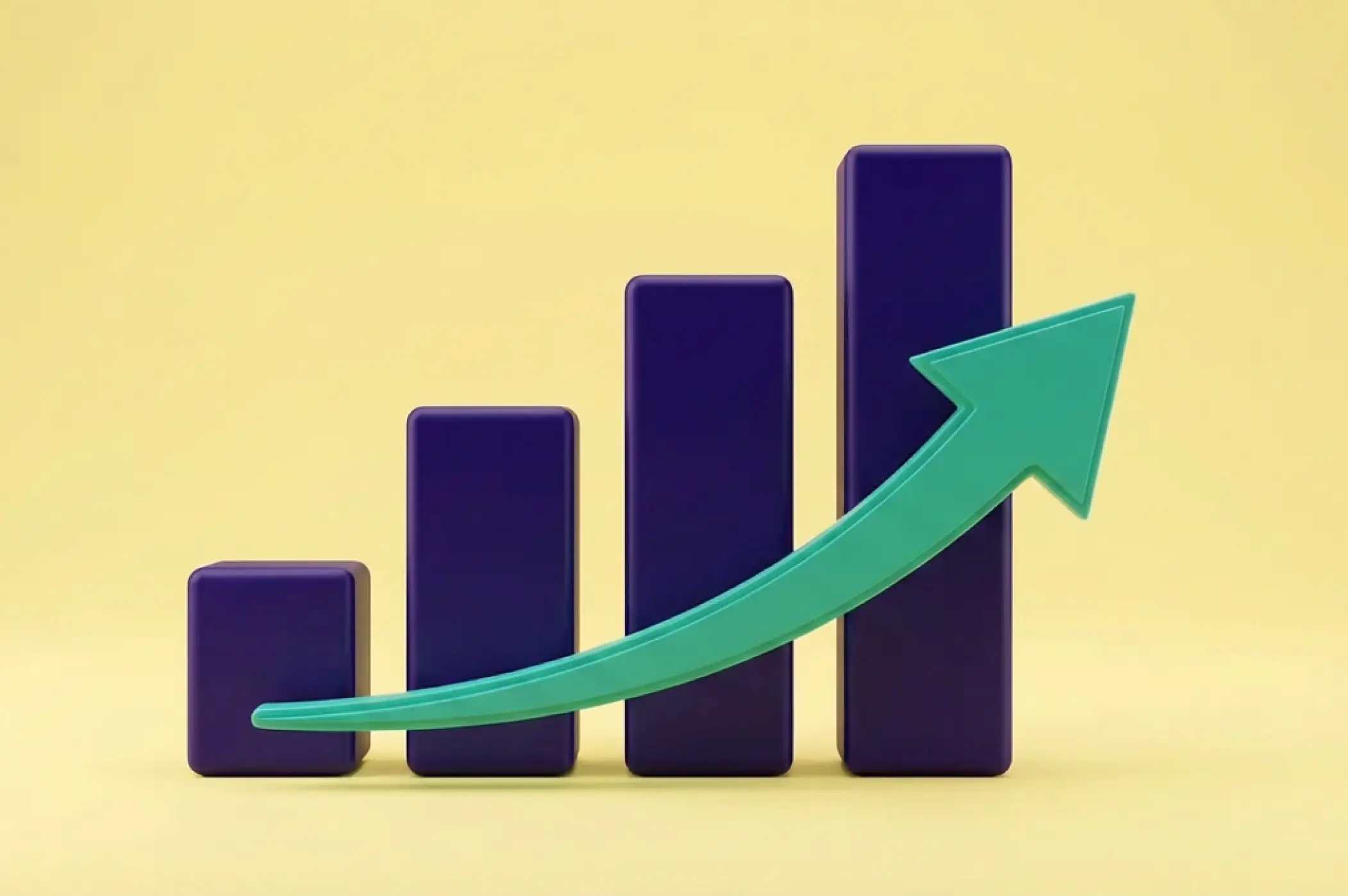 3D bar chart depicting growth for a company.