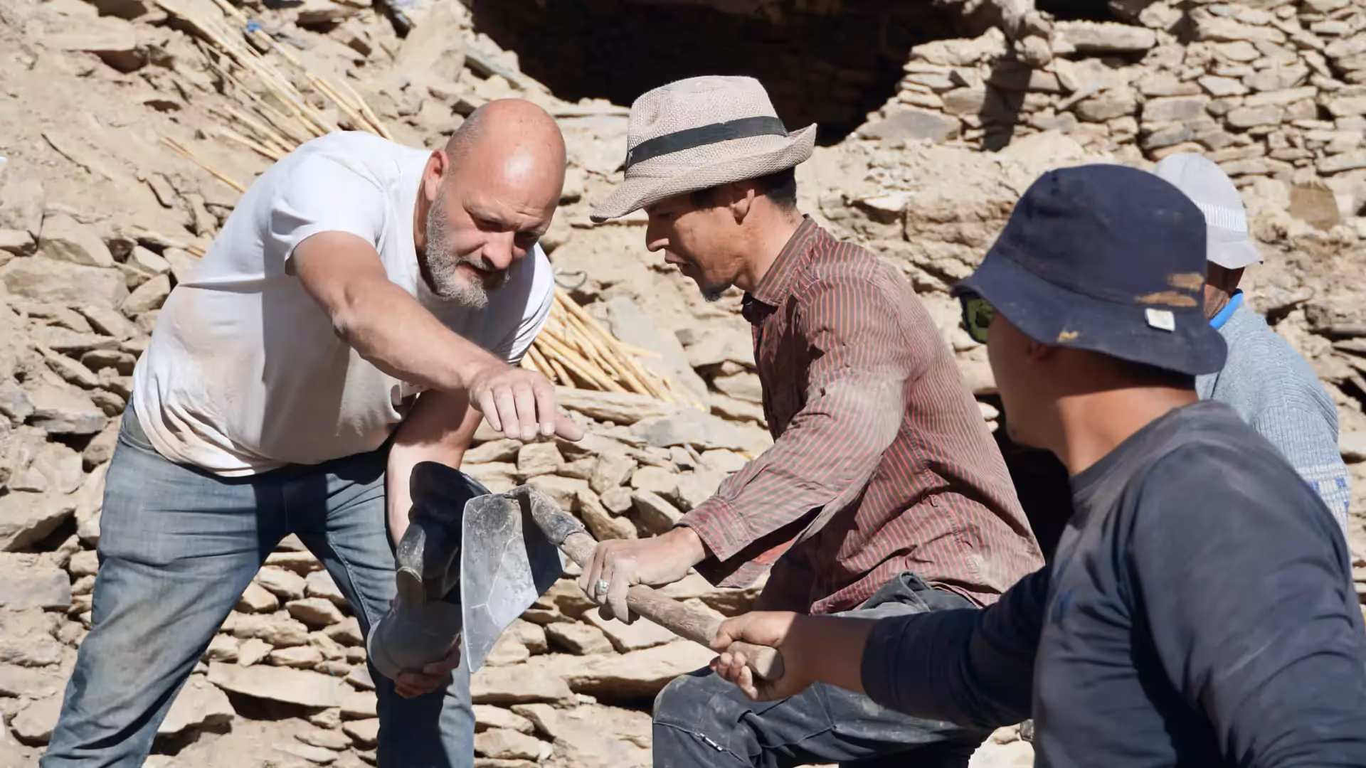 Relief Crew volunteer providing hands-on support to rebuild essential infrastructure after the Morocco earthquake.