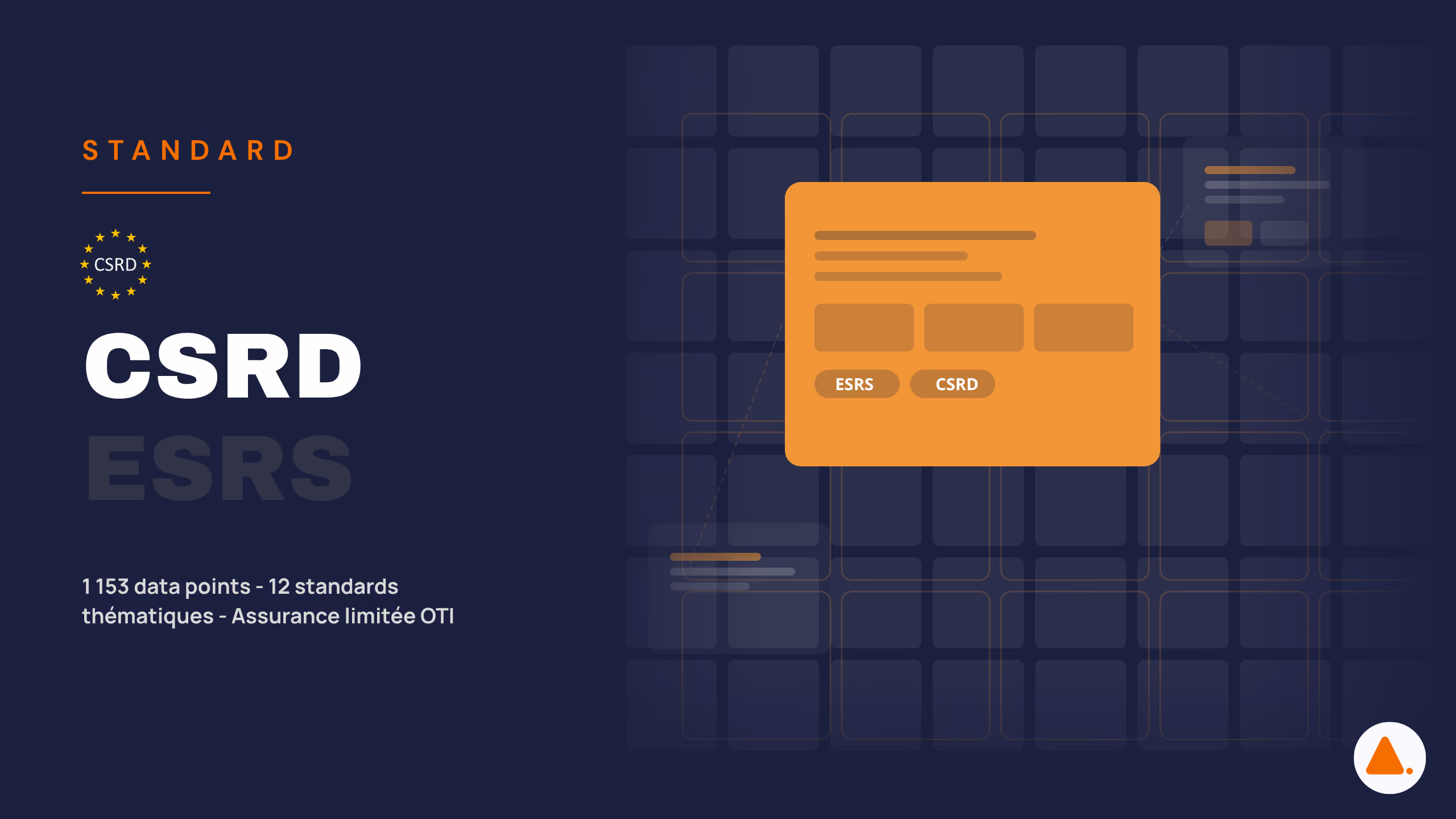 Illustration du standard CSRD — 1 153 data points ESRS couverts dans Harnest, audit-ready et souverain
