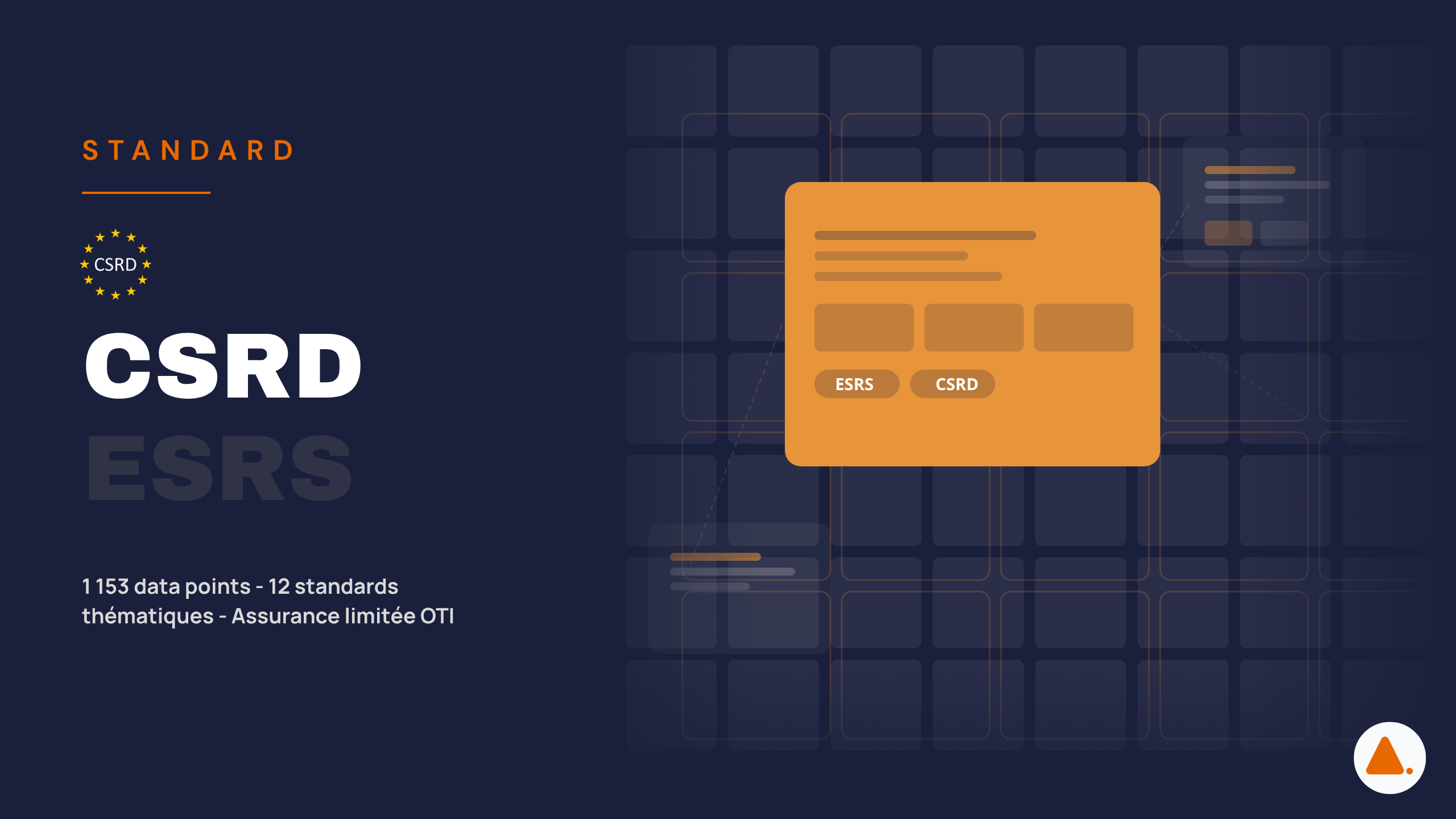 Illustration du standard CSRD — 1 153 data points ESRS couverts dans Harnest, audit-ready et souverain