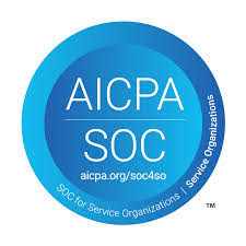 AICPA SOC emblem for Service Organizations with the URL aicpa.org/soc4so in a blue circular badge.
