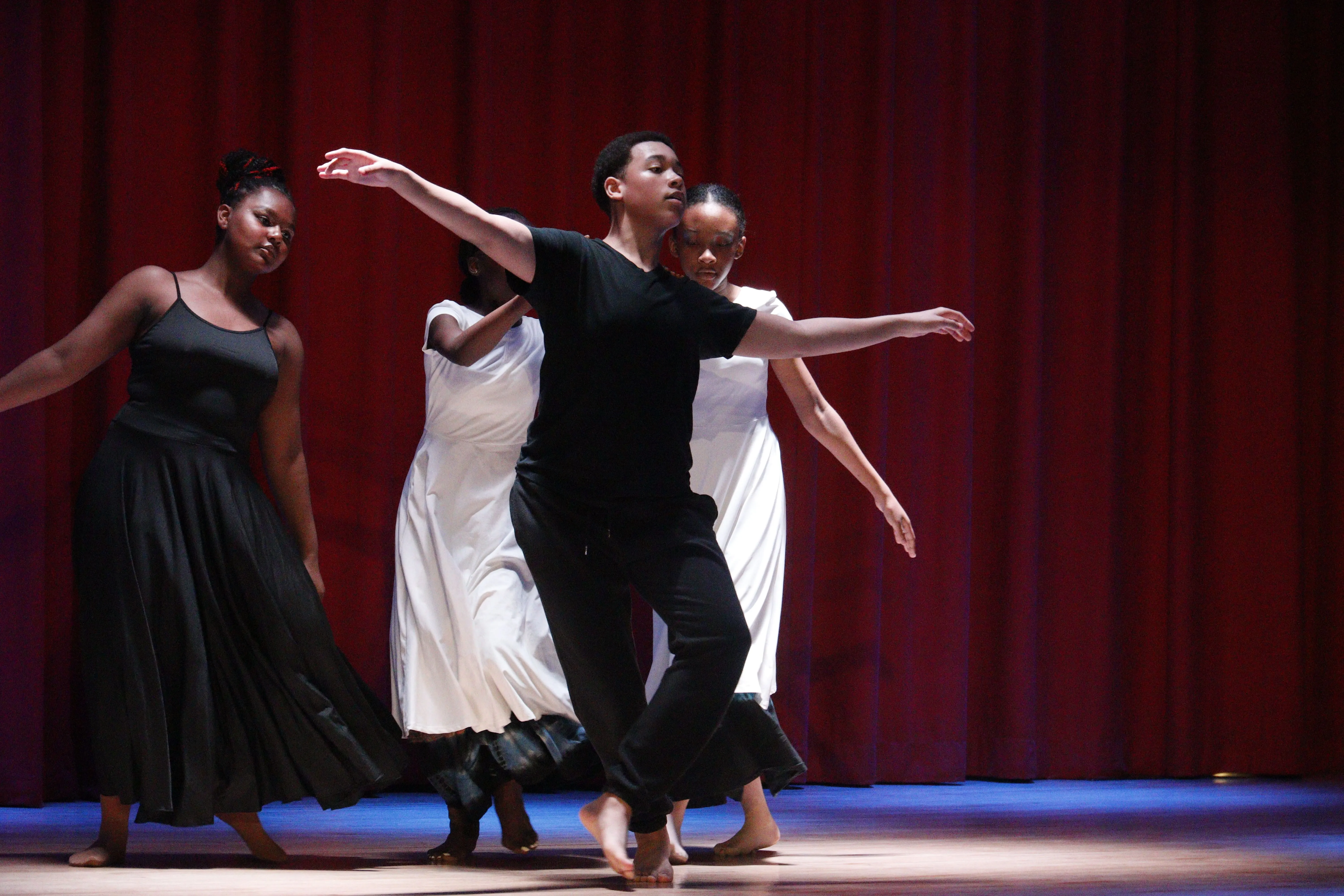 Student band on stage, Meyer Levin