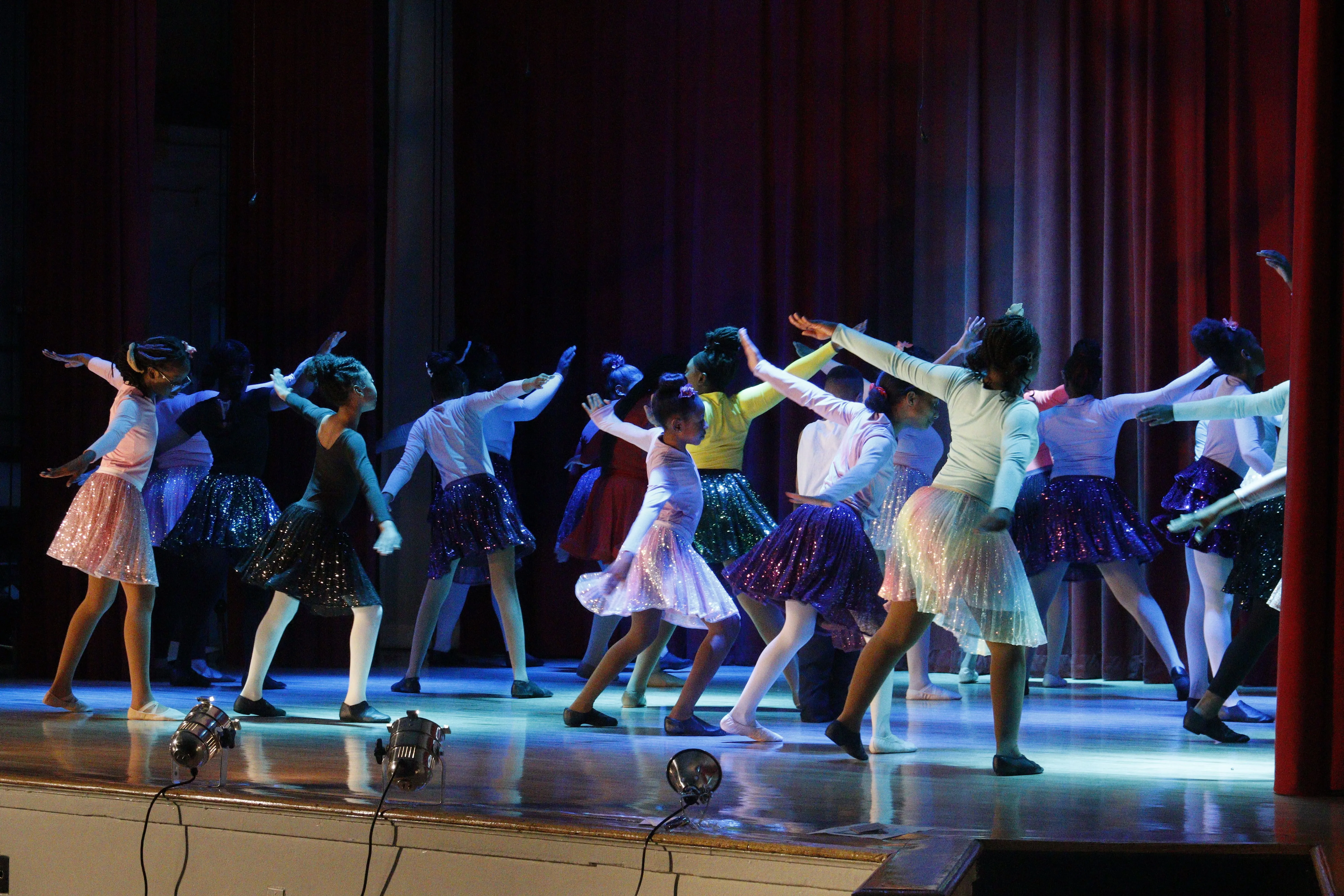 Group stretching before dance