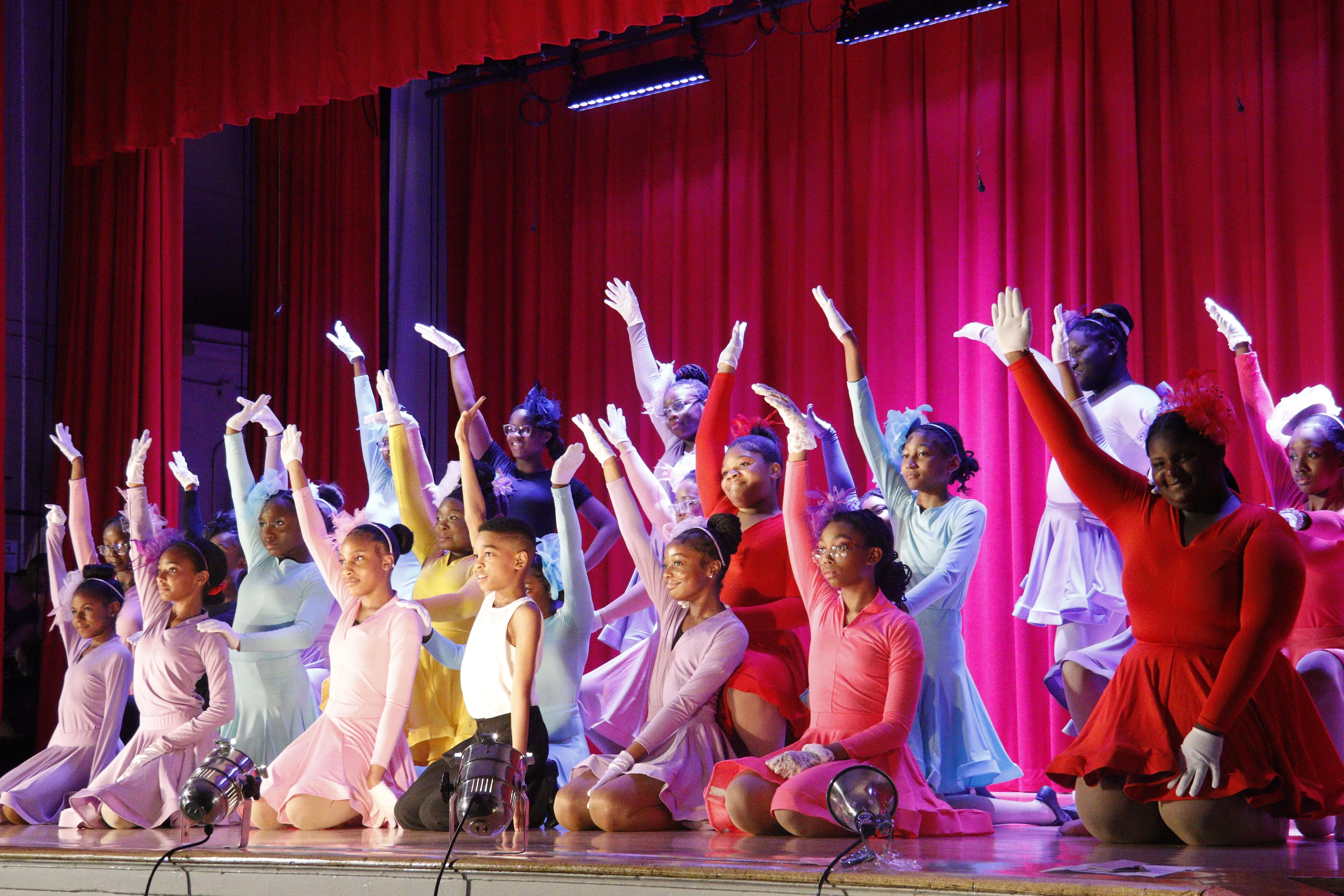 Colorful costumes in lively dance