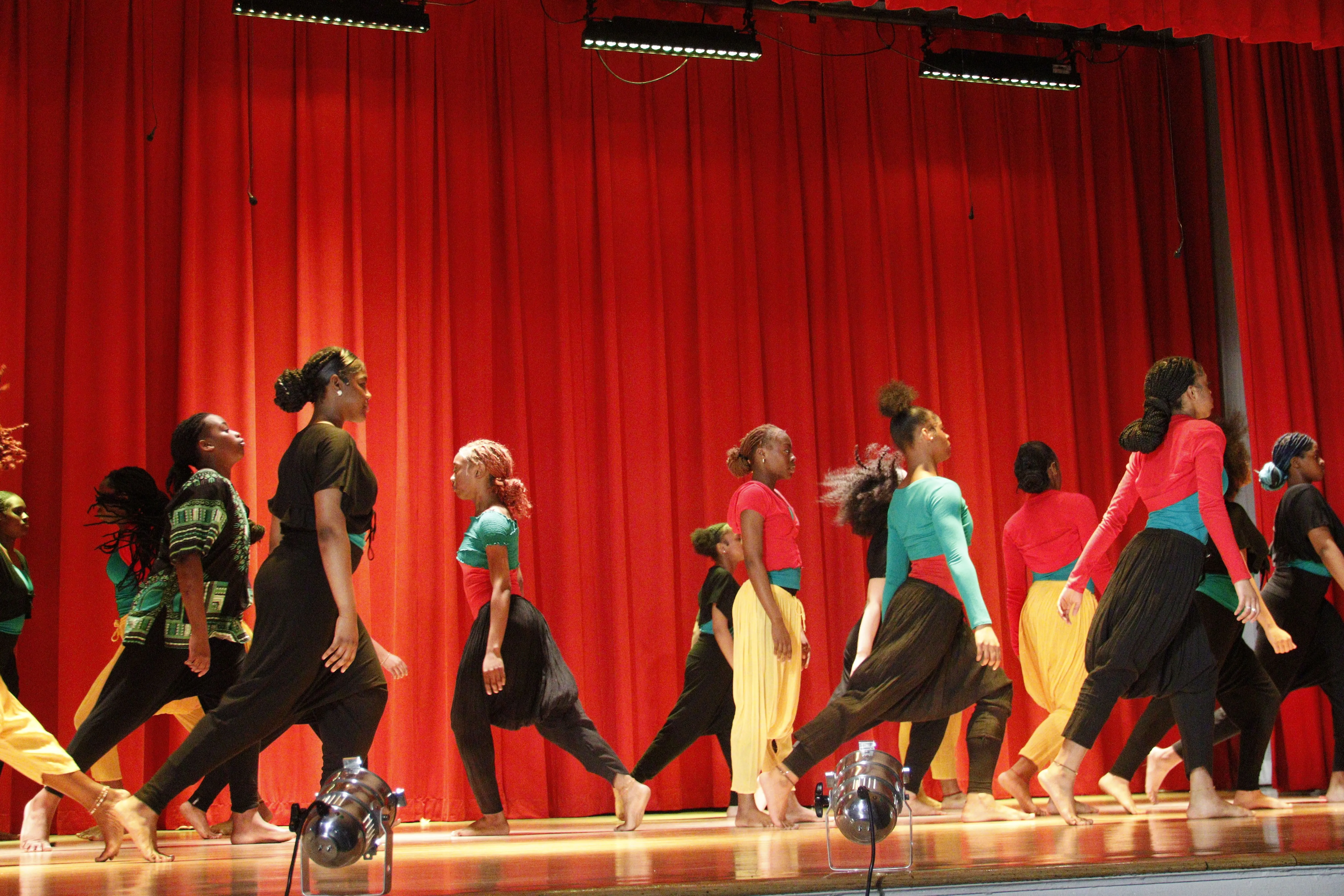 Group dancing on stage