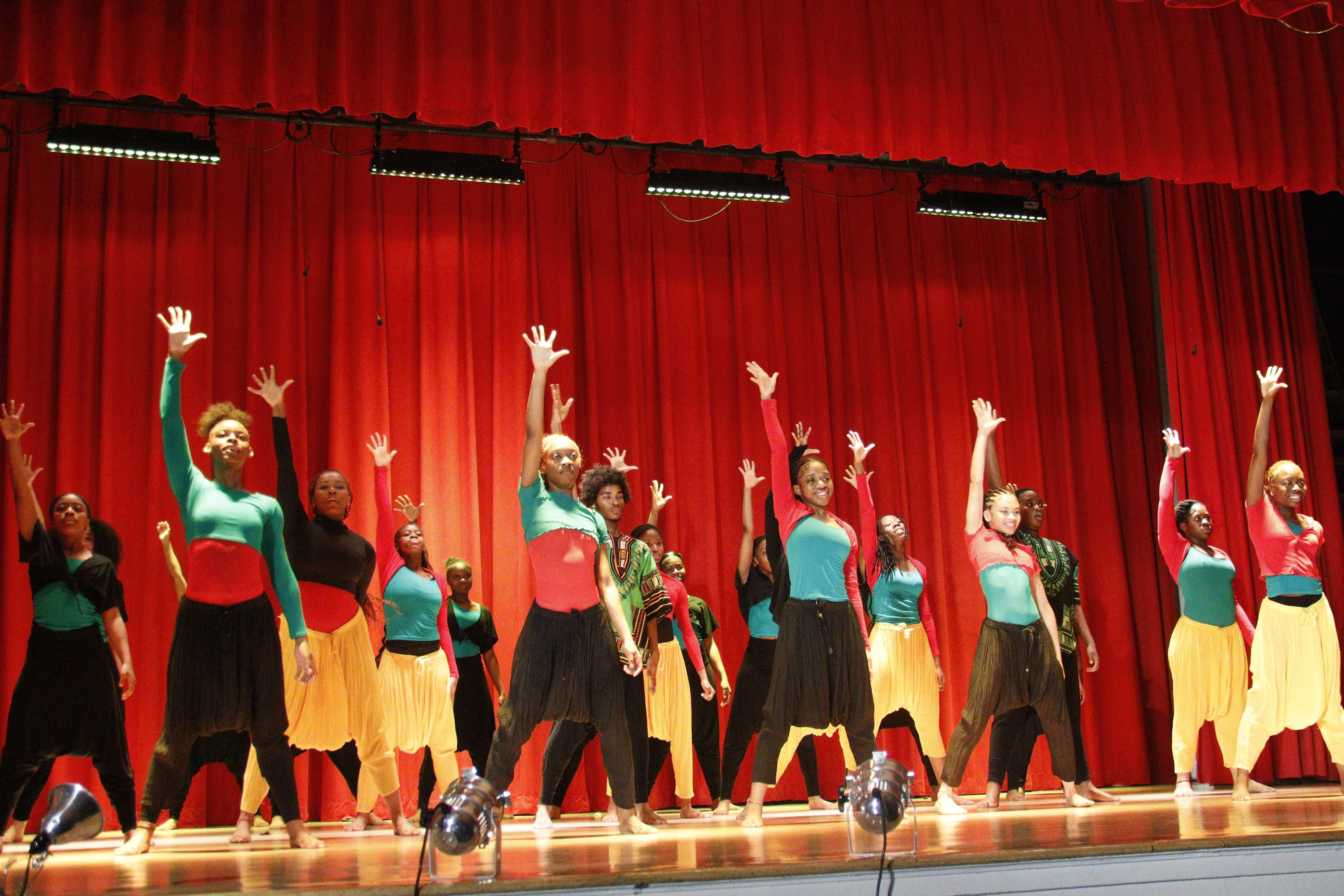 Group performing coordinated dance