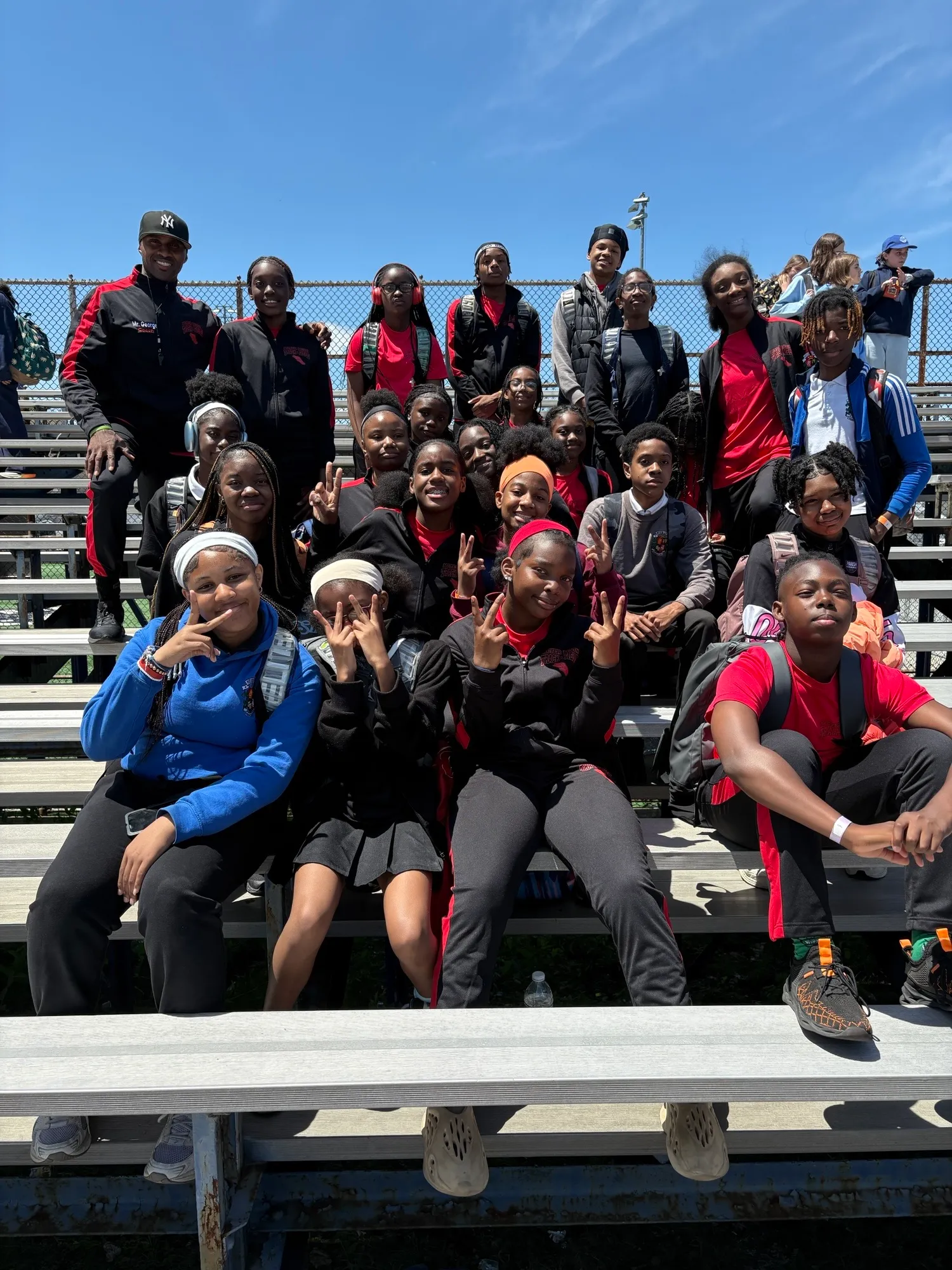 Group of students in bleachers
