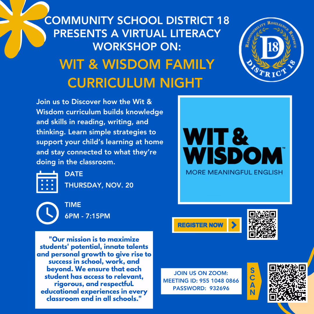 Wit & Wisdom Family Curriculum Night