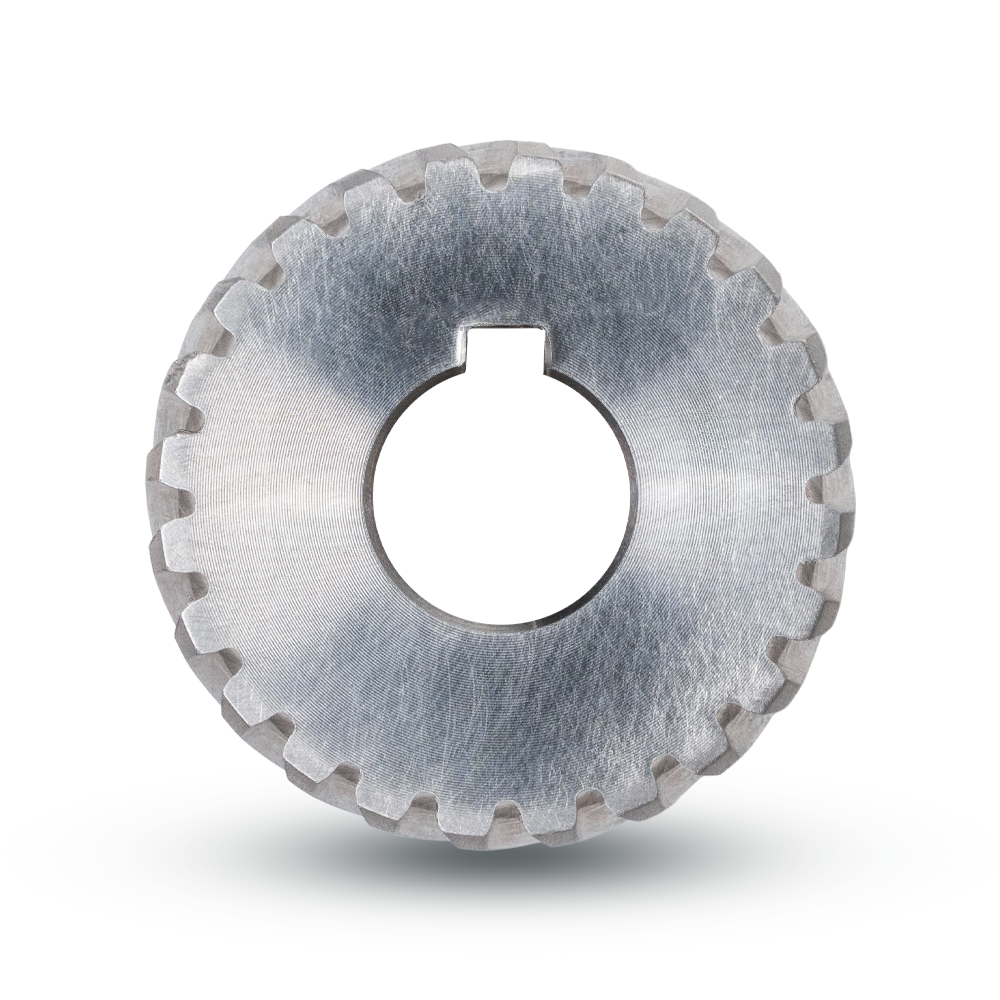 Helical gear with keyway.