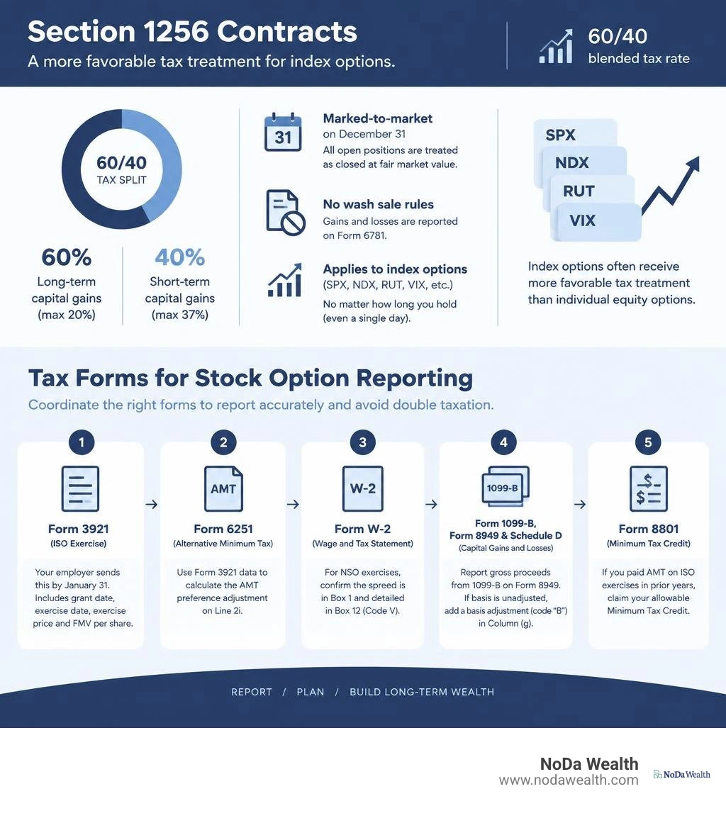 Overview of tax forms required for reporting stock options infographic Overview of tax forms required for reporting stock options infographic