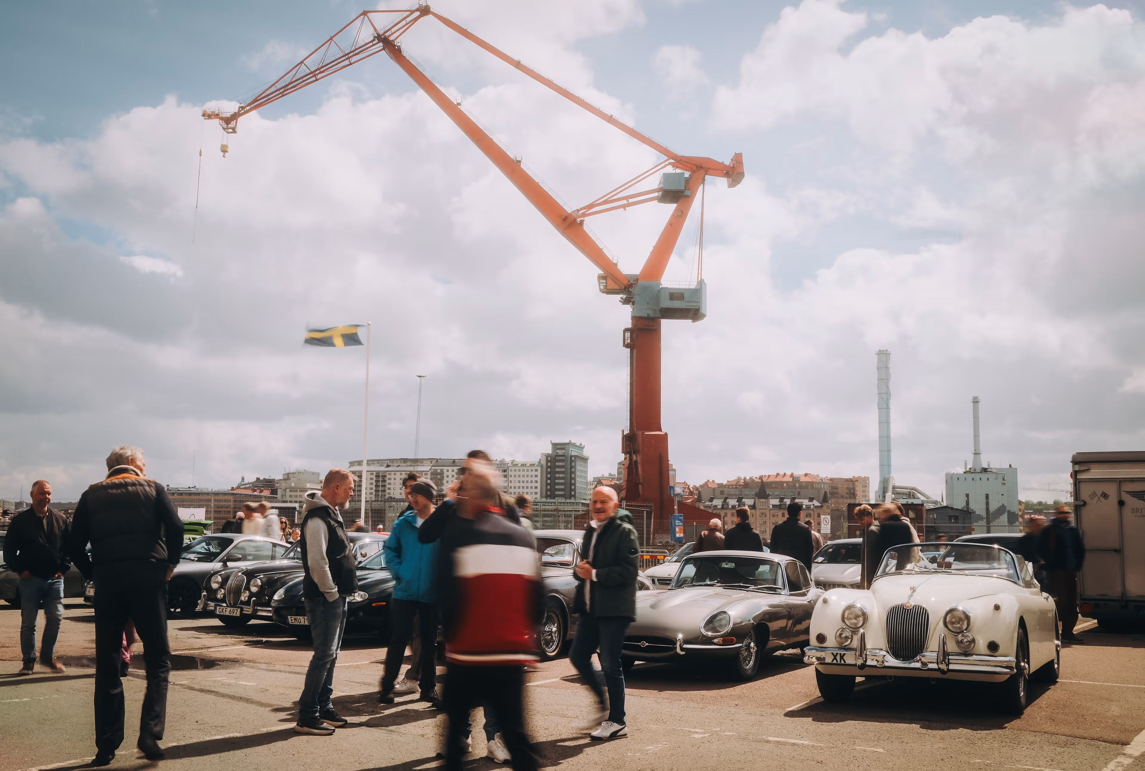 Two vehicles in a garage at gothenburg classic car weekend