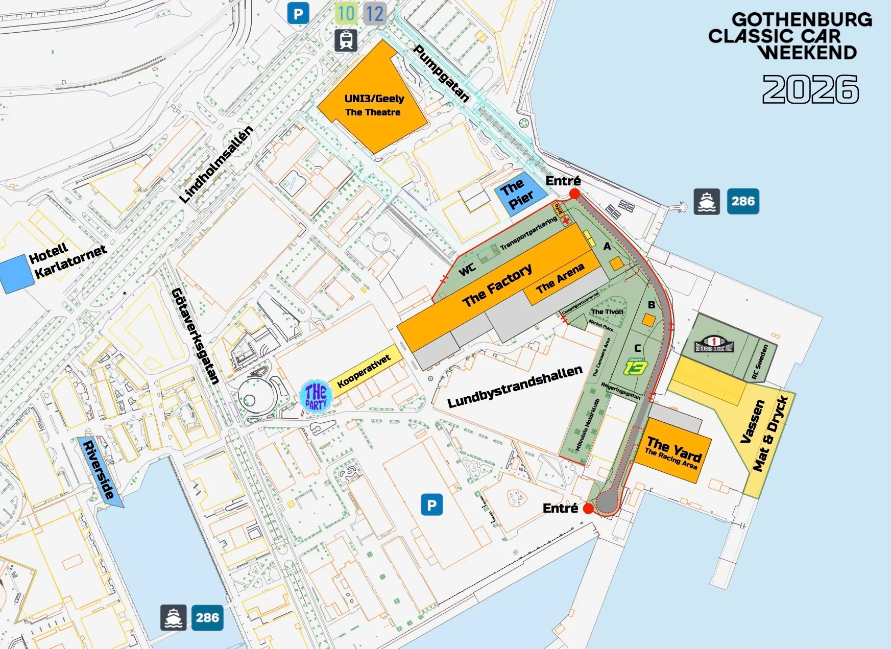 Karta över eventområdet på Lindholmen