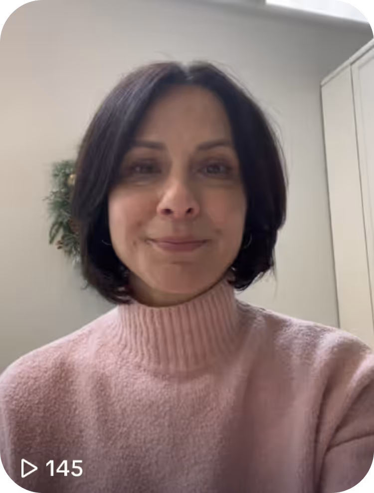 Carmela Rea, CEO of EggFund, speaking in a TikTok video about affordable fertility loans and family-building tips.