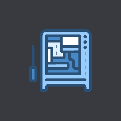 Ilustração de um gabinete de computador aberta